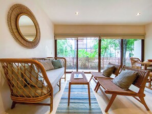 Signature Apartment, 2 Bedrooms, Patio, Garden View | Living area - Selva Norte Nature Retreat with jacuzzi (Tulum)