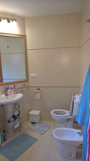 Sèche-cheveux, bidet, serviettes fournies, savon