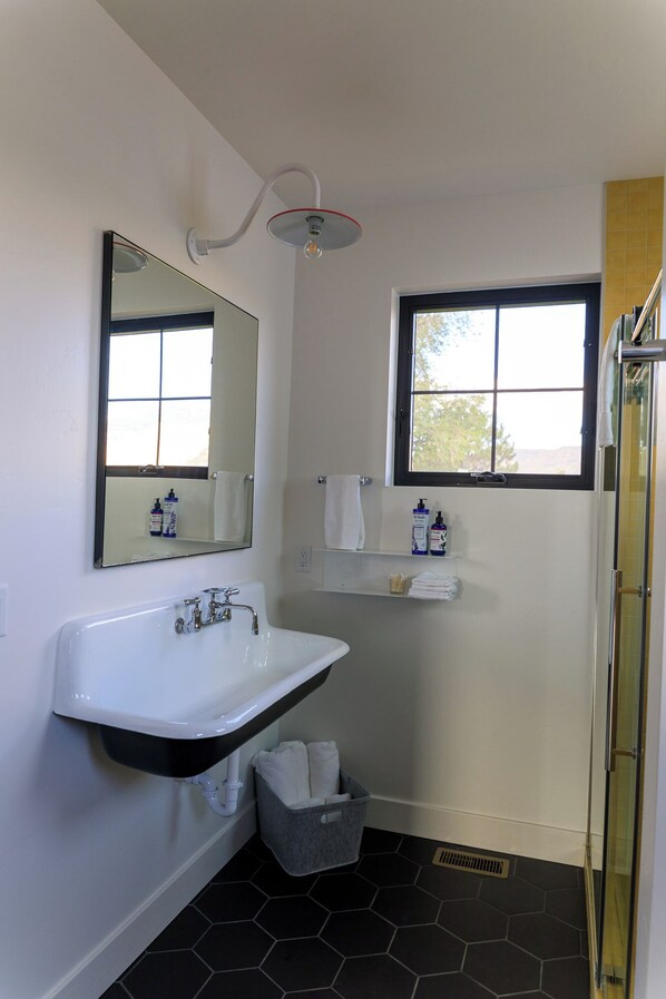 Shower, hair dryer, towels, soap - Modern Carriage House in Colorado's wine country (Palisade)