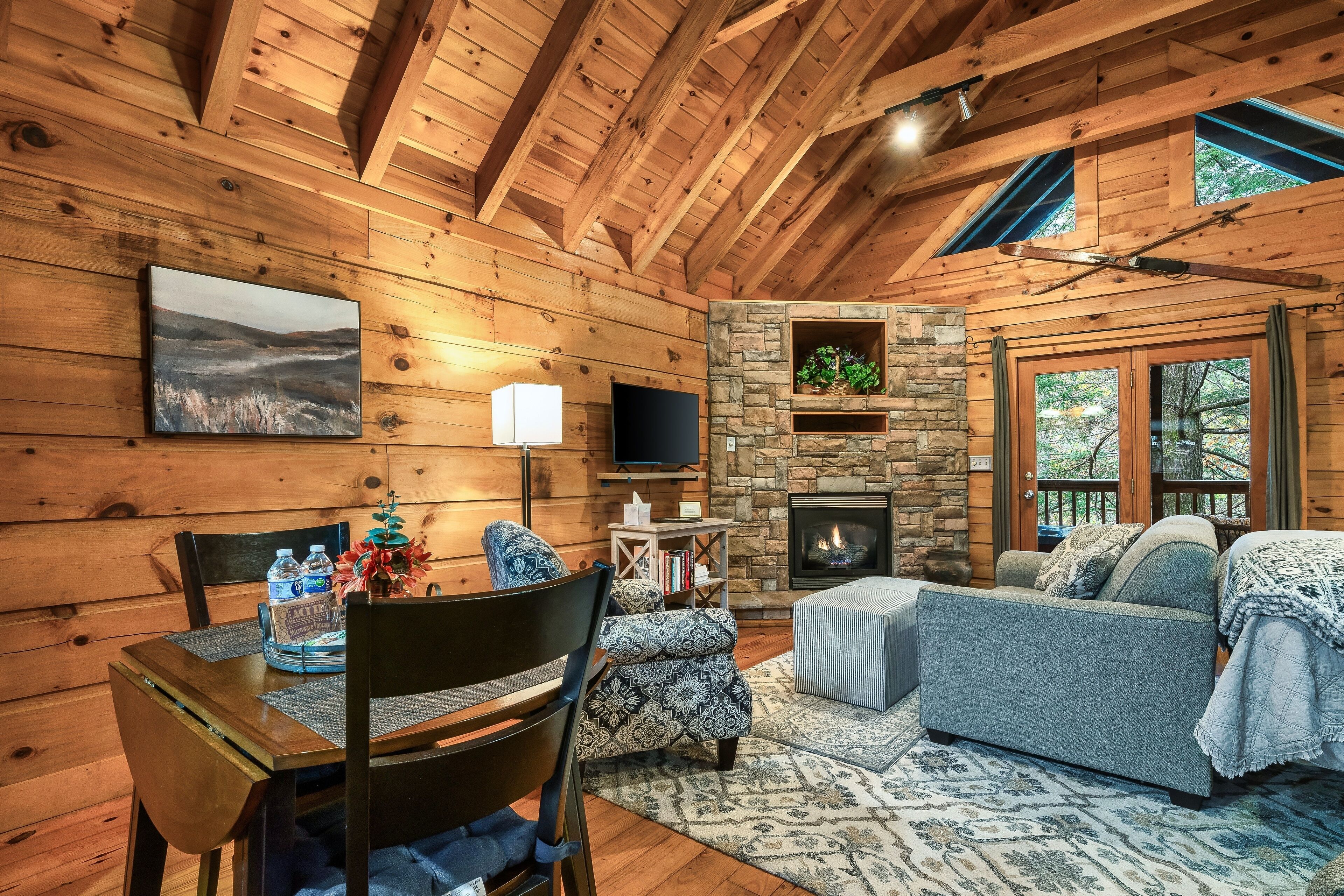 Smart-TV, Kamin, DVD-Player, Bücher