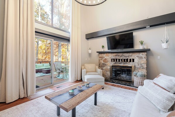 Smart TV, fireplace, table football, ping pong