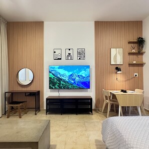 Desk, iron/ironing board, internet, bed sheets