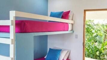 Economy Quadruple, private bathroom, fan, and ocean view