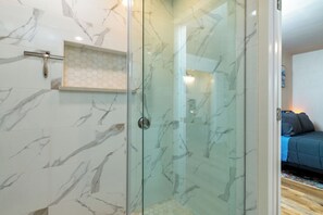 Shower, hair dryer, towels, soap - 
Fenced Yard, Workspace, Cornhole + Life-Size (Arlington)