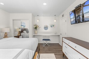 1 bedroom, desk, iron/ironing board, travel cot