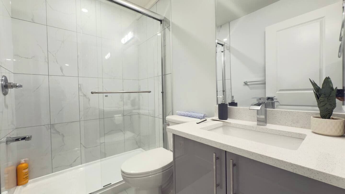 Shower, hair dryer, soap