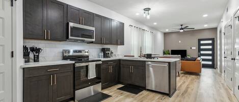 Microwave, oven, stovetop, dishwasher