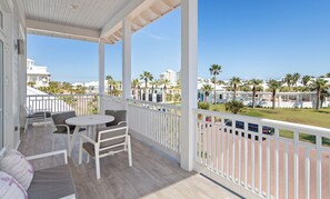 Outdoor dining - Serenity by the Sea, a spectacular 3 bedroom with bunk room, private pool. (South Padre Island)