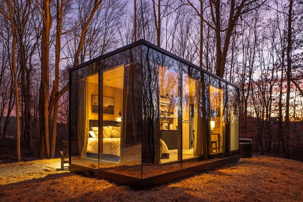 Exterior - Romantic Mirrored Cabin w/ Hot Tub & Sauna on 17 Private Acres (New Plymouth)