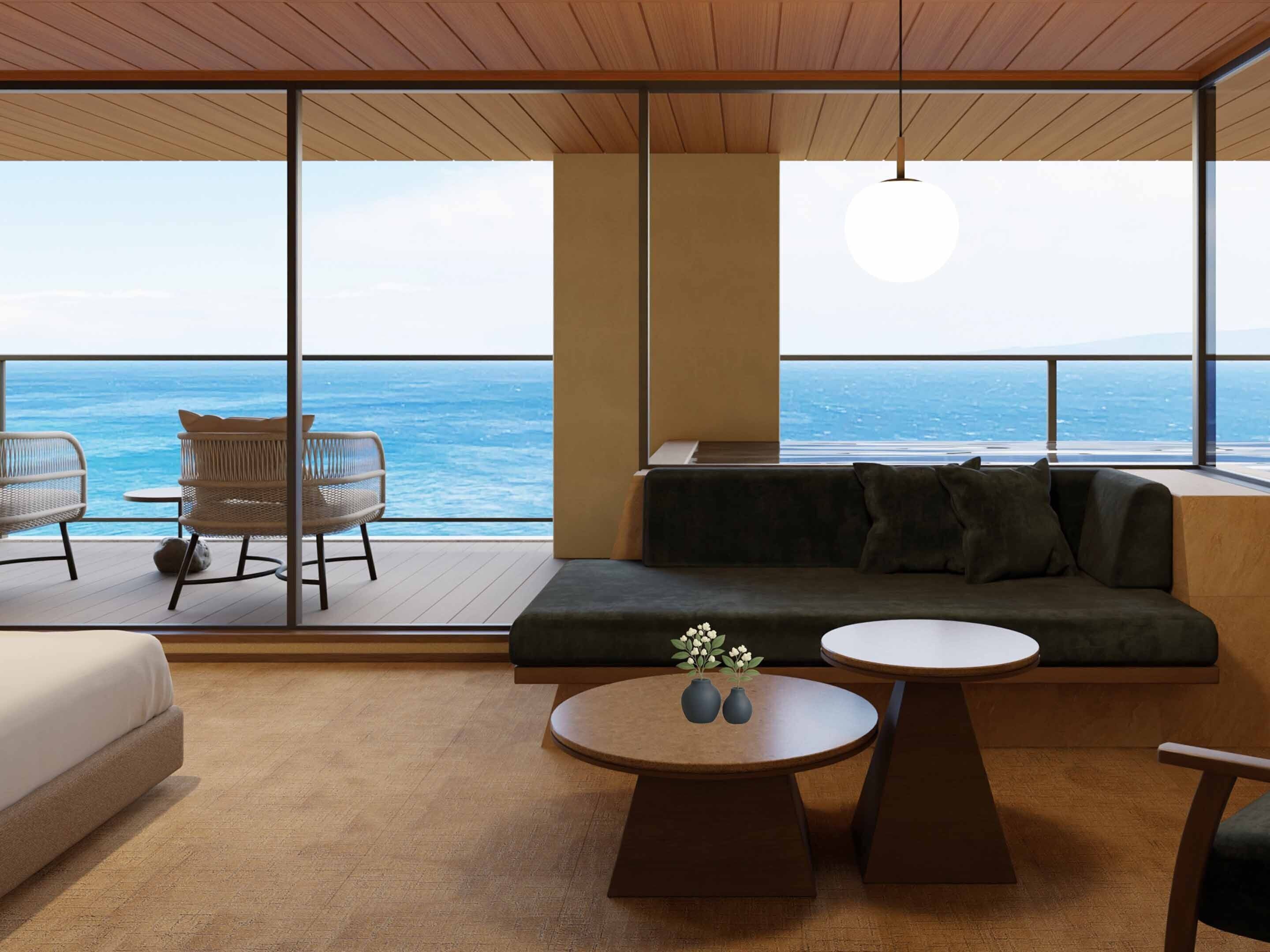 Standard Room, Private Bathroom, Ocean View | Hypo-allergenic bedding, down comforters, free minibar items, desk