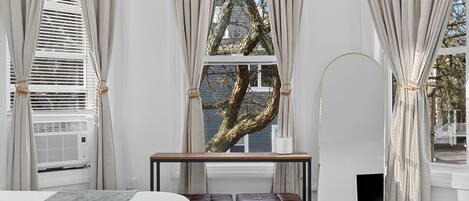 Desk, iron/ironing board, travel cot, free WiFi