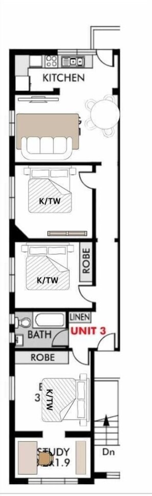 Apartment, 3 Bedrooms, Non Smoking | Floor plan - The Warners Bondi (Bondi Beach)