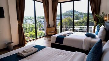 Triple Room, Balcony, Pool View | Laptop workspace, iron/ironing board (on request), WiFi (free)