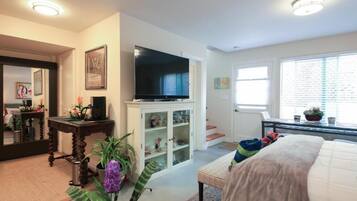 Desk, blackout drapes, soundproofing, iron/ironing board