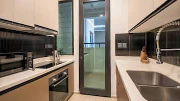 Presidential Suite, 2 Bedrooms, Club Lounge Access, City View | Private kitchen | Full-size fridge, microwave, oven, stovetop