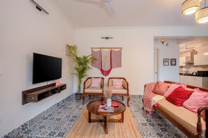 Living area - Pillow Talk , 1BHK, Wifi and AC , Common Pool (Siolim)