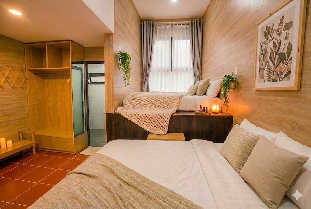 Family Double Room, Garden View | Desk, blackout drapes, iron/ironing board, free WiFi