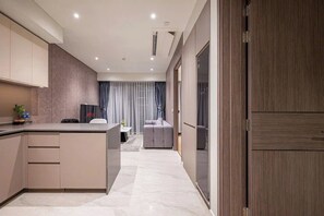 Grand Suite, 1 Bedroom, Club Lounge Access, City View | Egyptian cotton sheets, premium bedding, down comforters - Odela Luxstay The Opera Residence Suite (An Khanh)