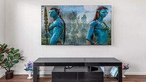 A wall-mounted artwork of two characters in blue attire with a forest and mountains in the background. - New Luxury Home • Perfect for Families & WorkStays (Mickleham)