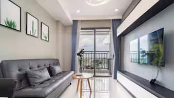 Suite Familiale, 3 chambres, accÚs au salon club, vue ville | Draps en coton égyptien, literie de qualité supérieure