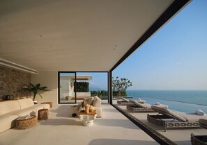 Two-Bedroom Oceanfront Pool Villa | Oleskelualue | LED-televisio, Netflix, suoratoistopalvelut