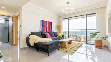 Condo | Premium bedding, individually furnished, blackout drapes, soundproofing