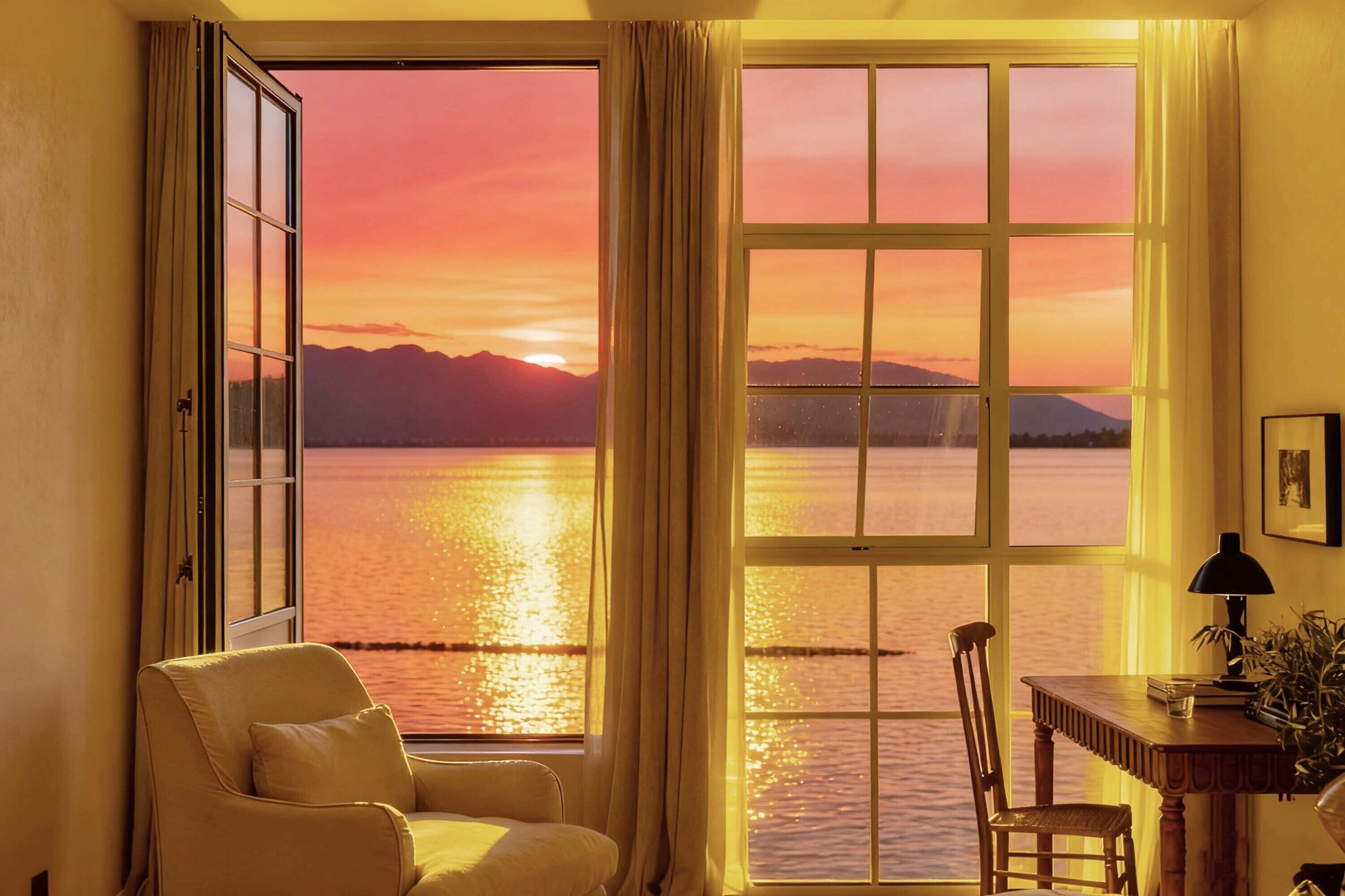 Luxe tweepersoonskamer, uitzicht op zee | Uitzicht vanuit de kamer