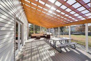 Outdoor dining - Cozy 1-bedroom house in quaint Patten with AC comfort. Snowmobile and 4x4 nearby (Patten)