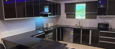 Superior Apartment, Mountain View | Private kitchen | Full-sized fridge, microwave, oven, stovetop