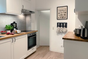 Private kitchen - Holiday Apartment Gut Börtewitz with 50sqm, 1 Bedroom, for up to 3 Persons (Leisnig)