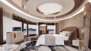 Cabaña presidencial, balcón, vistas al mar | Escritorio y espacio para trabajar con un portátil