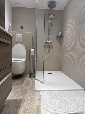 Shower, hair dryer, towels, soap - Logement 2Pièces 50m2 proche Strasbourg (15min) en sous plex. (Geispolsheim)