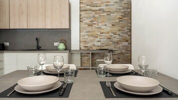 Apartment (1 Bedroom) | Private kitchen | Oven, stovetop, dishwasher, electric kettle