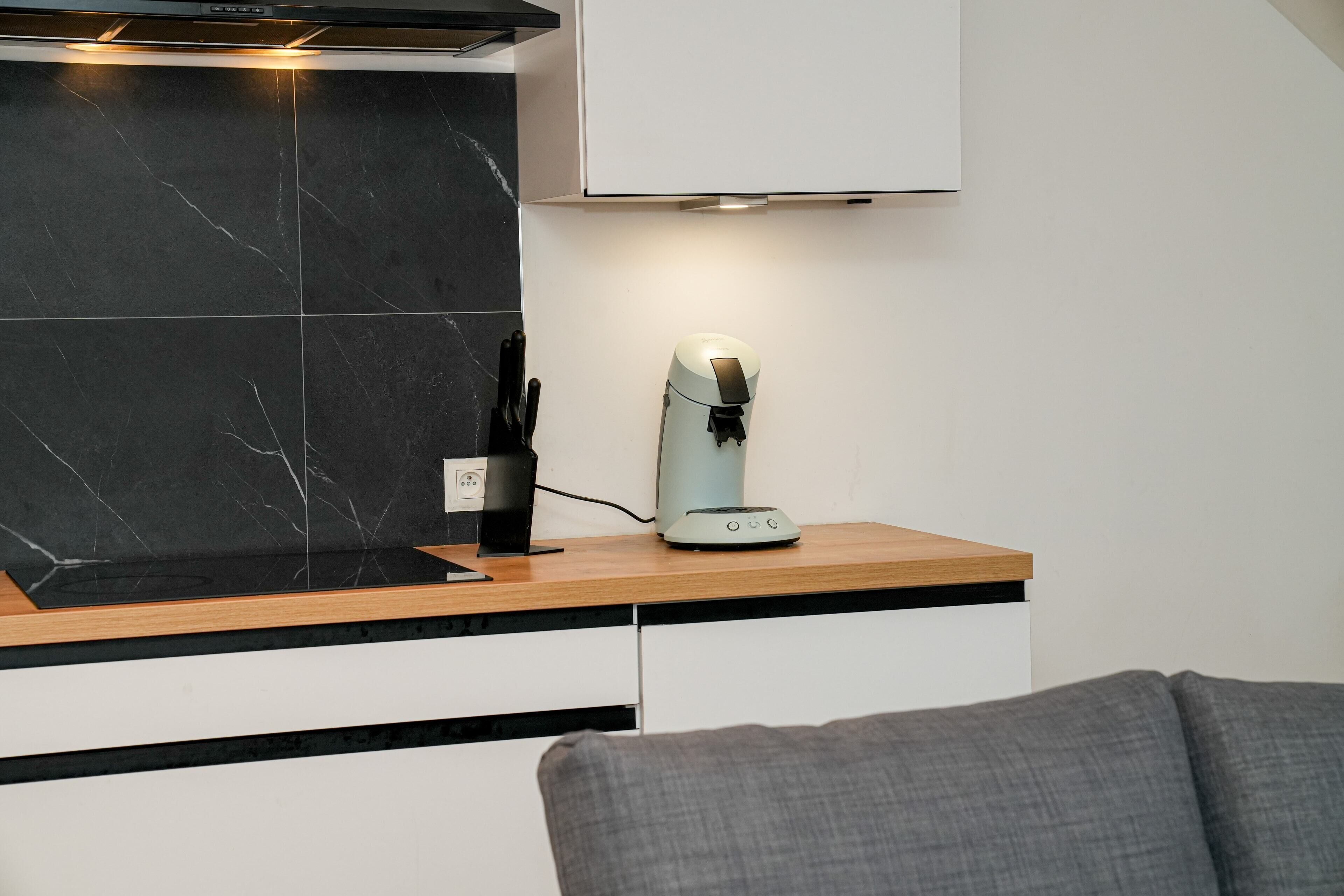 Basic Apartment | Private kitchen | Mini-fridge, oven, stovetop, cookware/dishes/utensils