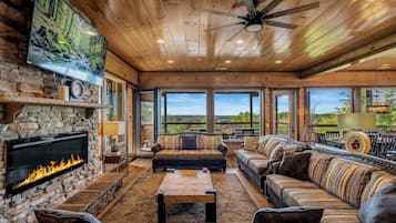 Smart TV, chimenea y videojuegos