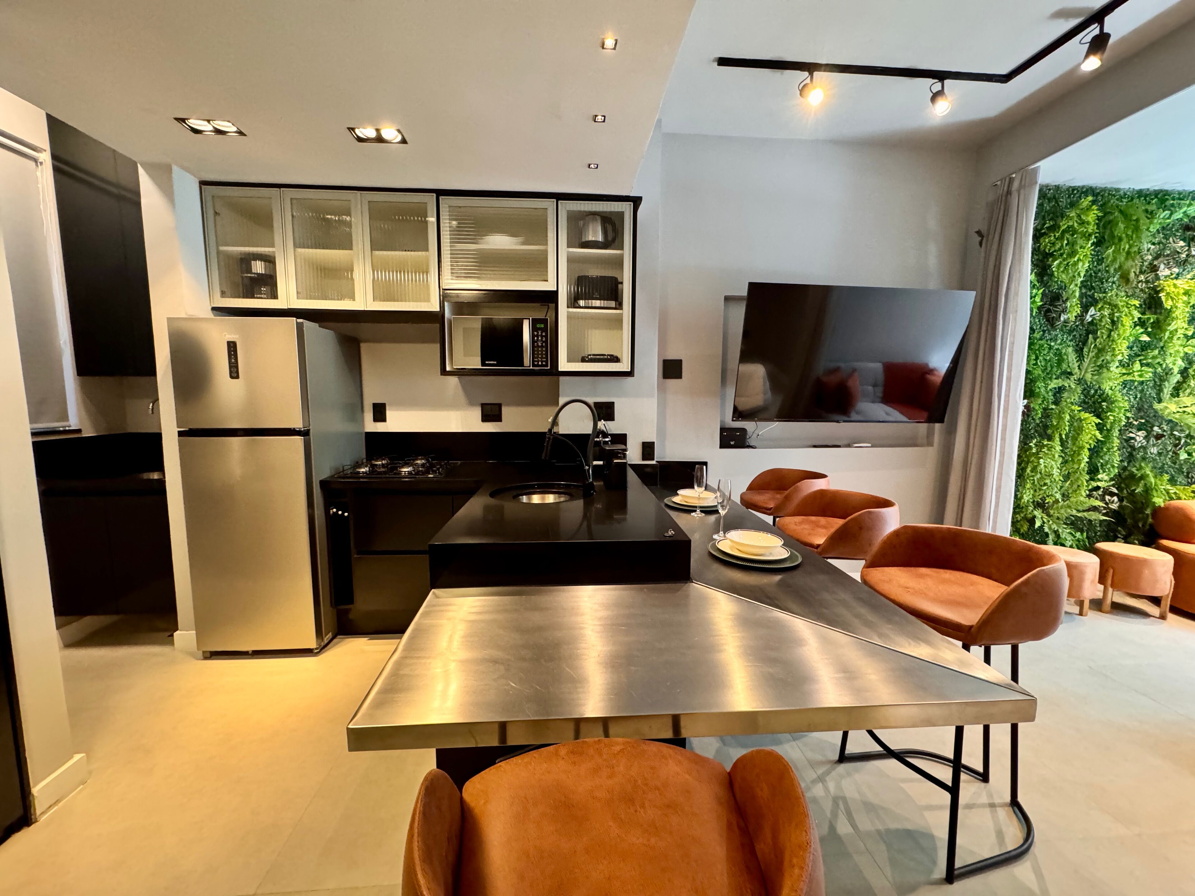 Apartamento luxo, vista para a praia | Sala de jantar