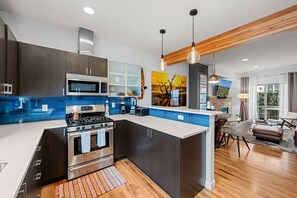 Fridge, microwave, oven, stovetop - New Listing! Walk to City Park & Restaurants |  Extended Stays | Central AC (Denver)