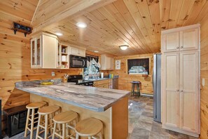 Frigorífico, microondas, horno y placa de cocina