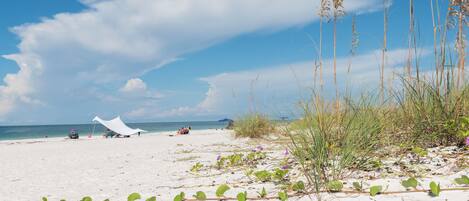 Beach nearby, sun loungers, beach towels