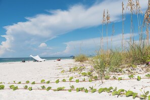 In Strandnähe, Liegestühle, Strandtücher
