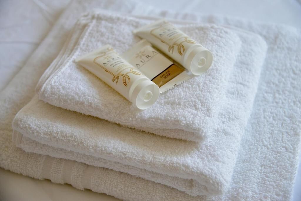 Haartrockner, Handtücher, Seife, Shampoo