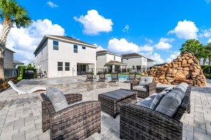 Terrace/patio - Spacious Home with Private Pool near Disney with Game and Theme Rooms with. (Kissimmee)