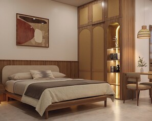 Schreibtisch, Verdunkelungsvorhänge, schallisolierte Zimmer