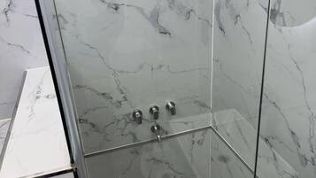 Bidet, serviettes fournies, savon, shampoing