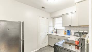 Fridge, microwave, stovetop, toaster