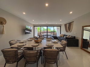 Deluxe Apartment, 3 Bedrooms, Kitchen | Living area - Almare by Andiani Travel (Cancun)