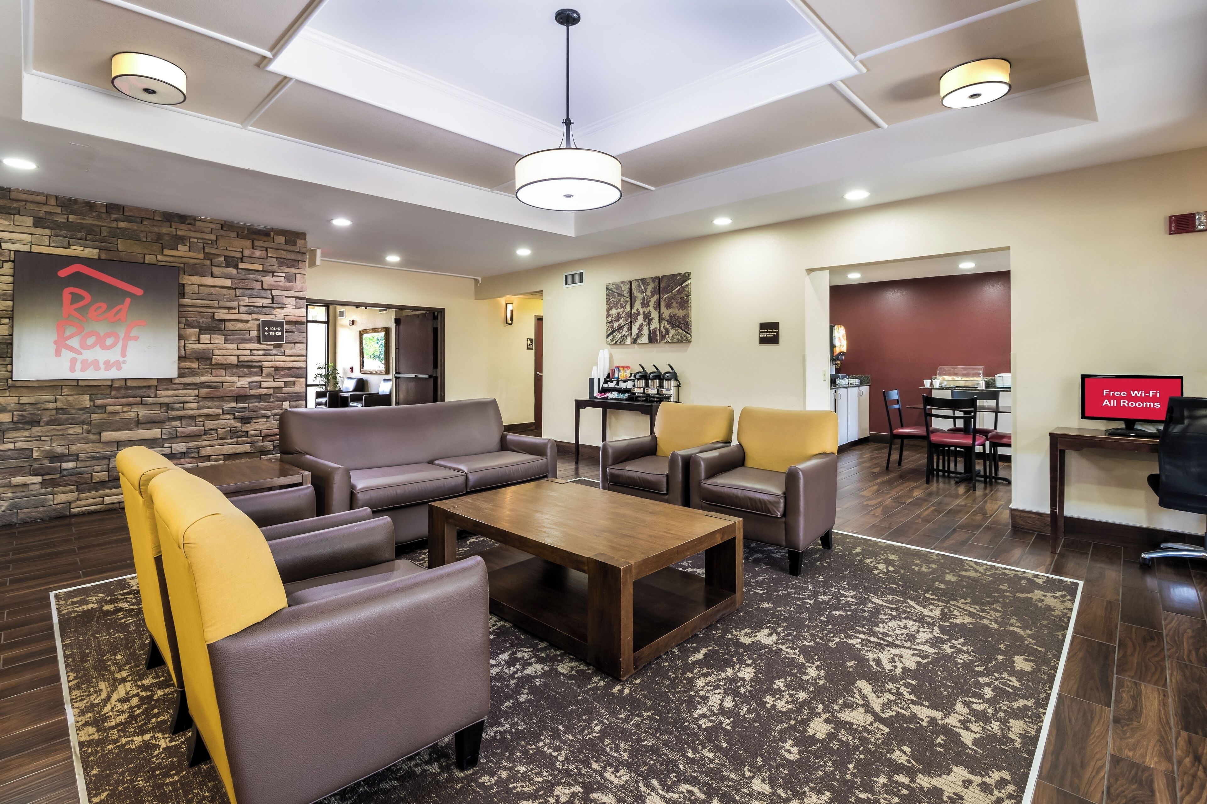 Gather comfortably in spacious seating before heading to your room.