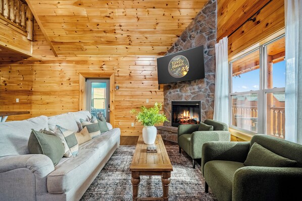 Smart TV, fireplace, video games