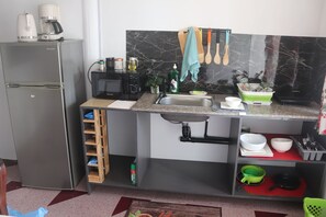 Fridge, coffee/tea maker, dining tables - Chantilla Vie, near Trou aux Biches beach, Mauritius (Trou aux Biches)