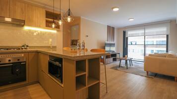 Apartment, 2 Bedrooms (405) | Private kitchen | Fridge, microwave, stovetop, coffee/tea maker